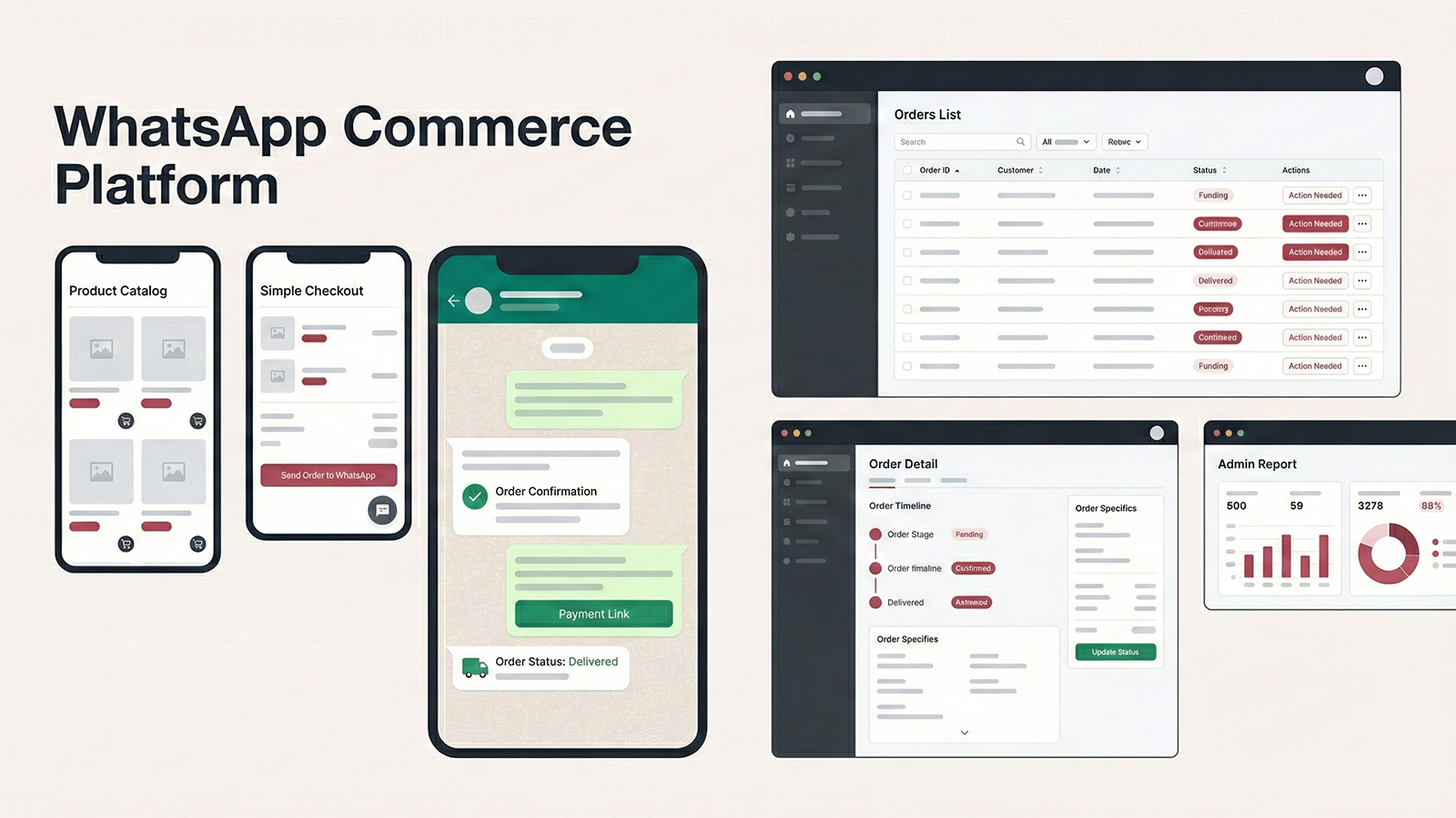WhatsApp Commerce Workflow Screens